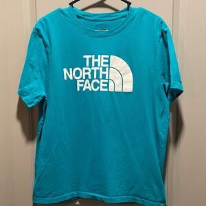 The North Face Graphic Logo Tee Turquoise Cotton Outdoors Streetwear XL